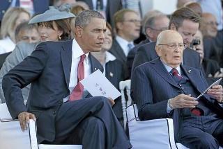 Il Presidente Giorgio Napolitano con il Presidente degli Stati Uniti Barack Obama in occasione della cerimonia per il 70° anniversario dello Sbarco in Normandia