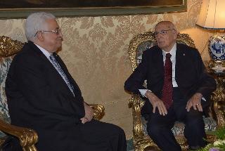 Il Presidente della Repubblica Giorgio Napolitano con il Presidente palestinese Mahmoud Abbas