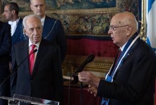 Il Presidente Giorgio Napolitano con Shimon Peres, Presidente dello Stato di Israele