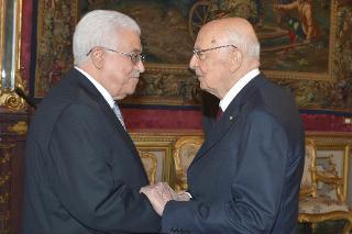Il Presidente Giorgio Napolitano con il Presidente palestinese Mahmoud Abbas