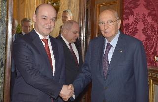 Il Presidente Giorgio Napolitano con il Sig. Ravshan Usmanov, nuovo Ambasciatore della Repubblica dell'Uzbekistan: presentazione delle Lettere Credenziali