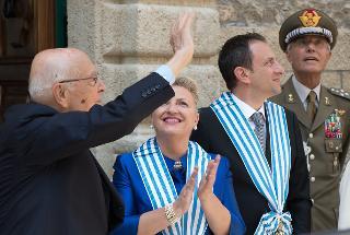 Il Presidente Giorgio Napolitano con i Capitani Reggenti della Repubblica di San Marino