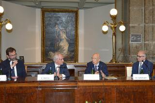 Il Presidente Giorgio Napolitano in occasione del suo intervento alla cerimonia di inaugurazione delle Gallerie di Palazzo Zevallos Stigliano