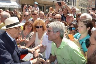 Il Presidente Giorgio Napolitano al suo arrivo a Monfalcone