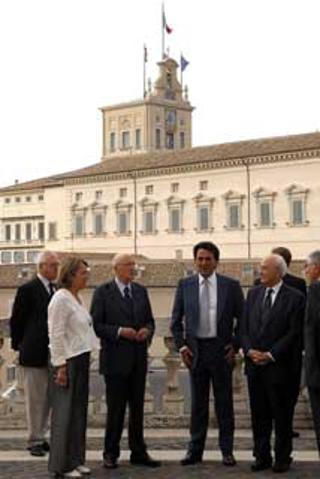 Il Presidente Giorgio Napolitano in un momento della visita alla Mostra "Santiago Calatrava. Dalle forme all'architettura"
