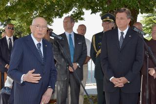 Il Presidente Giorgio Napolitano e il Presidente della Repubblica di Slovenia Borut Pahor durante le dichiarazioni alla stampa e al pubblico presente