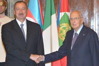 Il Presidente Giorgio Napolitano con il Sig. Ilham Aliyev, Presidente della Repubblica dell'Azerbaigian in visita ufficiale in Italia