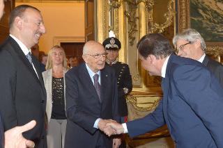 Il Presidente Giorgio Napolitano in un momento della visita ufficiale in Italia del Presidente della Repubblica dell'Azerbaigian S..E il Sig. Ilham Aliyev