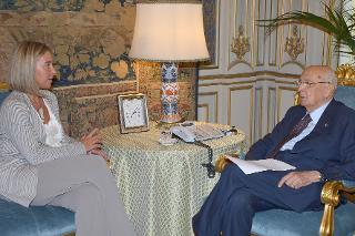 Il Presidente Giorgio Napolitano con l'On. Dott.ssa Federica Mogherini, Ministro degli Affari Esteri e della Cooperazione Internazionale