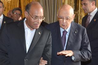 Il Presidente Giorgio Napolitano e il Signor Moncef Marzouki, Presidente della Repubblica Tunisina iin occasione della visita ufficiale in Italia