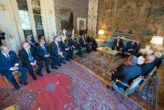 Il Presidente Giorgio Napolitano con Bernabò Bocca, Presidente di Federalberghi, in occasione dell'incontro con una delegazione della Federazione