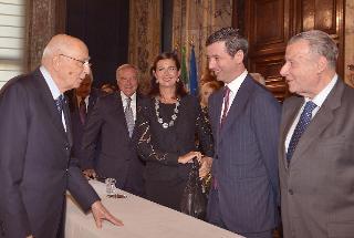 Il Presidente Giorgio Napolitano al termine della cerimonia di commiato dei componenti il Consiglio superiore della magistratura uscente e di presentazione dei nuovi componenti