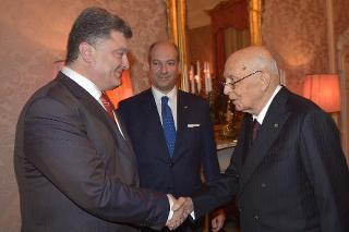 Il Presidente Giorgio Napolitano con il Presidente dell'Ucraina, Petro Poroshenko