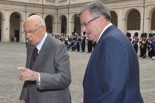 Il Presidente Giorgio Napolitano riceve al Quirinale il Presidente della Repubblica di Polonia Bronislaw Komorowski in Visita di Stato