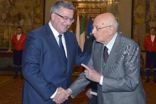 Il Presidente Giorgio Napolitano e il Presidente della Repubblica di Polonia Bronislaw Komorowski in Visita di Stato