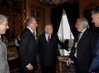 Il Presidente Giorgio Napolitano con S.M. il Re Juan Carlos, il Presidente della Repubblica del Portogallo Cavaco Silva, il Primo Ministro Socrates ed il Ministro Nicolais, in occasione del III incontro COTEC in Europa.