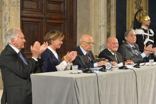 Il Presidente Giorgio Napolitano nel corso dell'intervento alla celebrazione della Giornata Nazionanle per la Ricerca sul Cancro