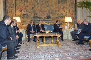 Il Presidente Giorgio Napolitano con Abdel Fattah Al Sisi, Presidente della Repubblica Araba d'Egitto, e le rispettive delegazioni durante i colloqui