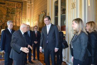 Il Presidente Giorgio Napolitano in occasione dell'incontro al Quirinale con il Primo Ministro della Repubblica di Serbia, Aleksandar Vucic