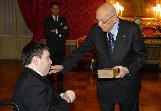 Il Presidente Giorgio Napolitano incontra Alessandro Aciavatti in occasione del consueto scambio di auguri di fine anno