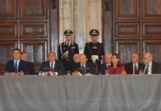 Il Presidente Giorgio Napolitano durante il suo intervento nel corso della cerimonia per lo scambio degli auguri di fine anno con i Rappresentanti delle Istituzioni, delle Forze Politiche e della Società Civile