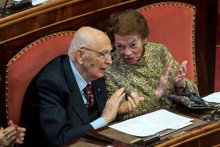 Il Presidente Giorgio Napolitano e la Signora Clio nel corso del concerto di Natale