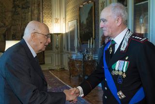 Il Presidente Giorgio Napolitano con il Generale di Corpo D'Armata, Tullio Del Sette, nuovo Comandante Generale dell'Arma dei Carabinieri