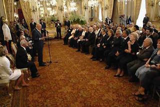 Il Presidente Giorgio Napolitano rivolge il suo indirizzo di saluto ai componenti il Consiglio Nazionale dell'Unione Italiana dei Ciechi e degli Ipovedenti, guidati dal loro Presidente Tommaso Danieli