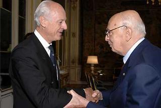 Il Presidente Giorgio Napolitano con l'Amb. Staffan de Mistura, nuovo Inviato Speciale delle Nazioni Unite in Iraq
