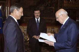 Il Presidente Giorgio Napolitano con l'Ambasciatore Charalambos Rocanas, nuovo Ambasciatore della Repubblica Ellenica, in occasione della presentazione delle Lettere Credenziali