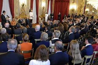 Un momento dell'incontro con il Capo dello Stato Giorgio Napolitano, della delegazione dell'Associazione delle Imprese Italiane "Altagamma" guidata dal loro Presidente Leonardo Ferragamo