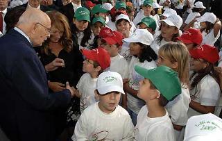 Il Presidente Giorgio Napolitano al termine dell'apertura dell'anno scolastico