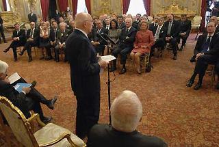 Il Presidente Giorgio Napolitano rivolge il suo indirizzo di saluto alla delegazione dell'Unione Consoli Onorari in Italia.