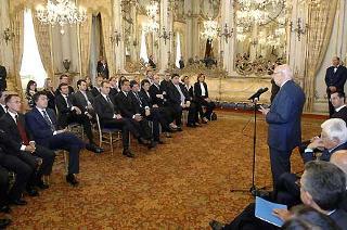 Il Presidente Giorgio Napolitano durante l'incontro con i Giovani Imprenditori di Confindustria