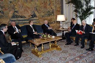 Il Presidente Giorgio Napolitano a colloquio con il Presidente della Corte Europea dei Diritti dell'Uomo, Jean-Paul Costa