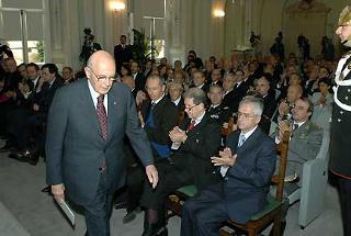 Il Presidente Giorgio Napolitano, durante la cerimonia celebrativa del ventennale della Scuola Superiore Sant'Anna