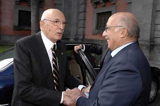 Il Presidente Giorgio Napolitano accolto dal Prof. Nicola Spinosa Soprintendente del Polo Museale Speciale al suo arrivo al Museo di Capodimonte