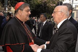 Il Presidente Giorgio Napolitano con il Cardinale Crescenzio Sepe, Arcivescovo di Napoli, in occasione dell'inaugurazione del Museo Diocesano.