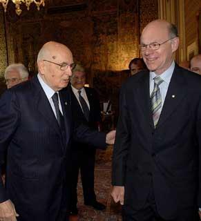 Il Presidente Giorgio Napolitano accoglie nel suo studio Norbert Lammert, Presidente del Bundestag della Repubblica Federale di Germania