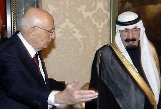 Il Presidente Giorgio Napolitano accoglie il Re dell'Arabia Saudita Sua Maestà Abdullah bin Abdulaziz Al Saud, in visita ufficiale in Italia.