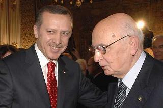 Il Presidente Giorgio Napolitano con Recep Tayyip Erdogan, Primo Ministro di Turchia.