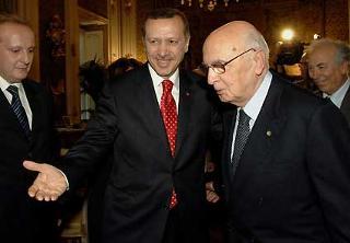 Il Presidente Giorgio Napolitano con il Primo Ministro di Turchia, Recep Tayyip Erdogan.