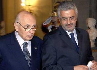 Il Presidente Giorgio Napolitano con il Segretario Esecutivo del Consiglio Generale Italiani all'Estero Elio Carozza, in occasione dell'incontro con il CGIE.