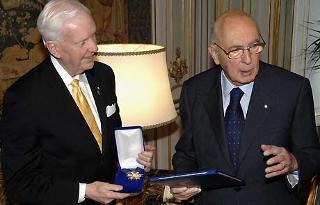 Il Presidente Giorgio Napolitano con Wilfred J.Wilkinson, Presidente del Rotary International.
