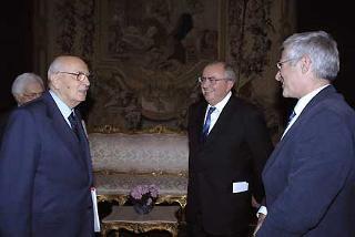 Il Presidente Giorgio Napolitano con il Prof. Michele Zanetti, Presidente del Collegio del Mondo Unito dell'Adriatico e il Rettore Prof. Marc Abrioux, in occasione dell'incontro al Quirinale