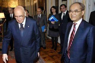 Il Presidente Giorgio Napolitano riceve il Direttore generale dell'UNESCO Koichiro Matsuura
