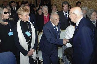 Il Presidente Giorgio Napolitano saluta i familiari di Giorgio Amendola al suo arrivo alla Camera dei deputati, in occasione del convegno su &quot;Giorgio Amendola. Sinistra, Repubblica, Europa&quot;