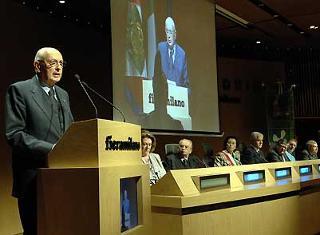 Il Presidente Giorgio Napolitano durante il suo intervento all'Auditorium
