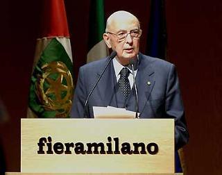 Il Presidente Giorgio Napolitano durante il suo intervento all'Auditorium agli esponenti del mondo istituzionale ed imprenditoriale