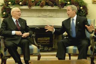 Il Presidente Giorgio Napolitano alla Casa Bianca durante il colloquio con il Presidente degli Stati Uniti George W. Bush